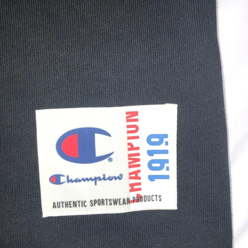 Champion Retro Tee Mens XL Black Short Sleeve Script Logo Crewneck T-Shirt NEW